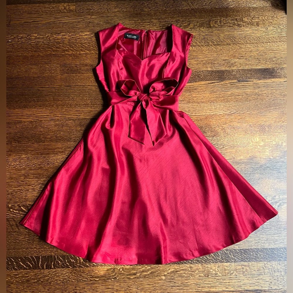 Retro Fit and Flare Dress, Holiday Party Dress, Ruby Red